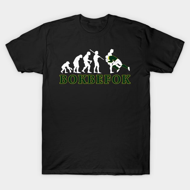 Bokbefok Rugby South Africa Evolution T-Shirt by BraaiNinja